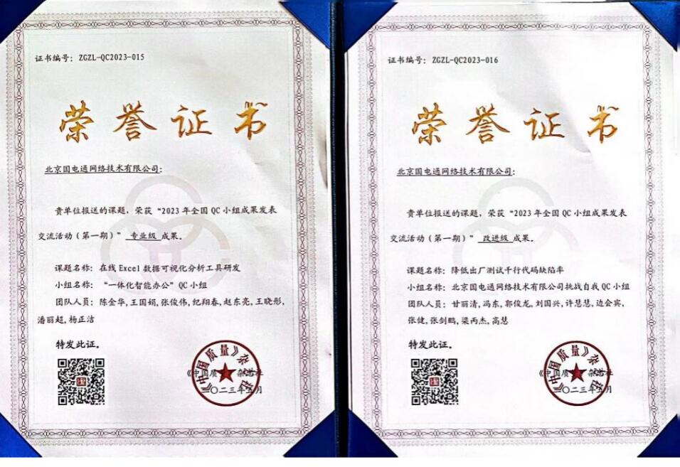 國網(wǎng)信通產(chǎn)業(yè)集團(tuán)國電通兩項(xiàng)QC成果分獲2023年全國QC小組成果二、三等獎(jiǎng)